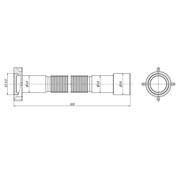 Гнучка труба Lidz (WHI) 60 01 G002 00 з накидною гайкою 1 1/2" довжина 600 мм LIDZWHI6001G00200 фото