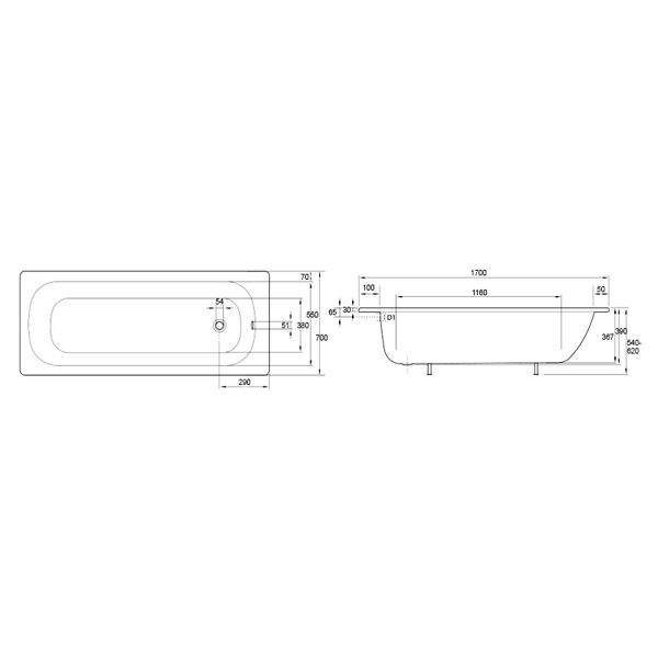 Ванна стальная SMAVIT CASSIA 170х70, 2,3 мм , б/н 221003 фото