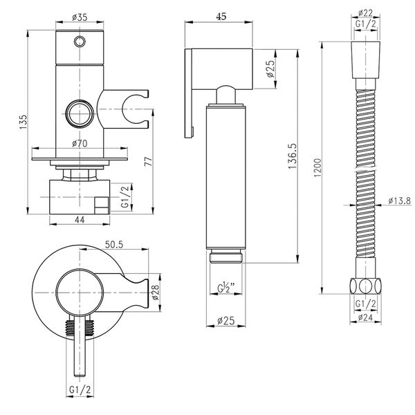 Набір для гігієнічного душу зі змішувачем Qtap Inspai-Varius BCR V00440001 QTINSVARBСRV00440001 фото