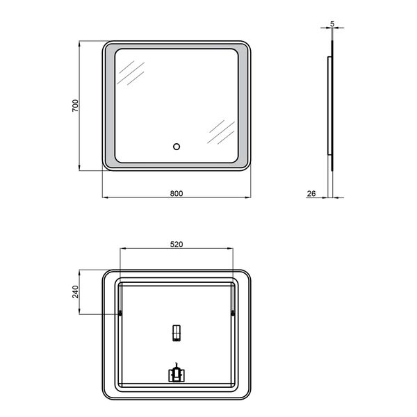 Дзеркало Qtap Leo 800х700 з LED-підсвічуванням QT117814187080W QT117814187080W фото