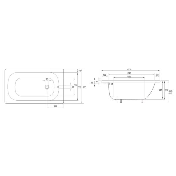 Ванна стальная SMAVIT CASSIA 120х70, 2,3 мм , б/н 221005 фото