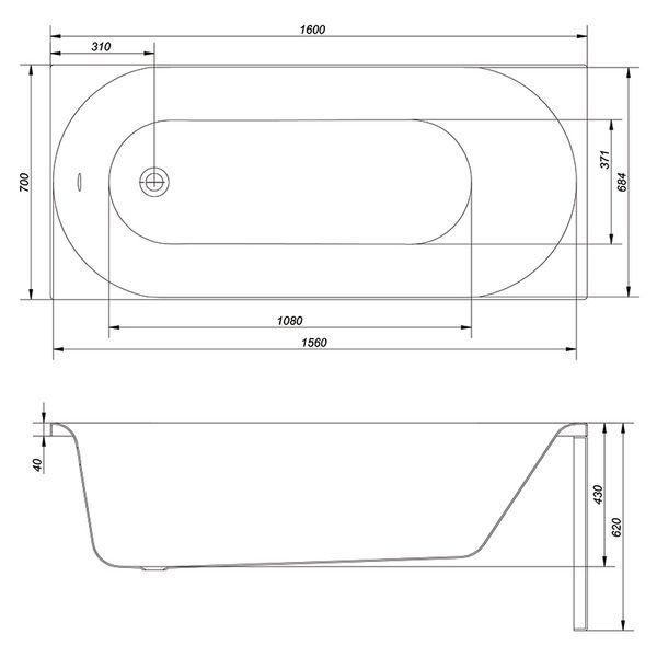 Ванна ABS Cersanit OCTAVIA 160х70+НІЖКИ ТИП 1 S301-252 фото