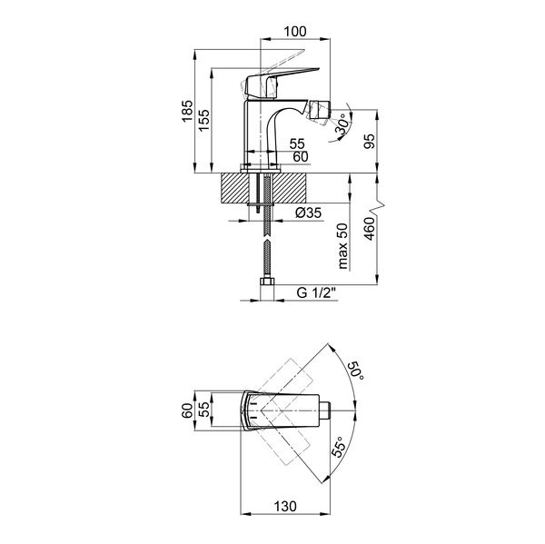 Змішувач для біде Qtap Lodenice 2030101C QTLOD2030101C фото