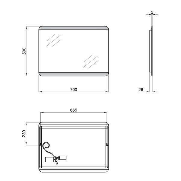 Дзеркало Qtap Tern 500х700 з LED-підсвічуванням QT177812085070W QT177812085070W фото