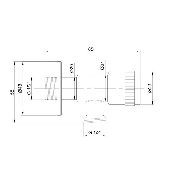 Кран приборный Lidz (NKS) 01 01 001 12 1/2"х1/2" угловой LIDZNKS010100112 фото