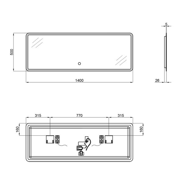 Дзеркало Qtap Tern 1400x500 з LED-підсвічуванням, Bluetooth QT1778142750140WB QT1778142750140WB фото