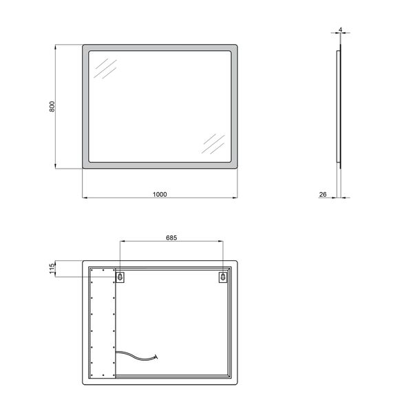 Дзеркало Qtap Aquarius 1000х800 з LED-підсвічуванням QT217850702W QT217850702W фото