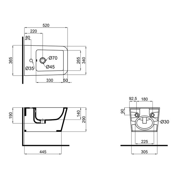 Биде подвесное Qtap Crow 520х360х290 White QT05555370W QT05555370W фото