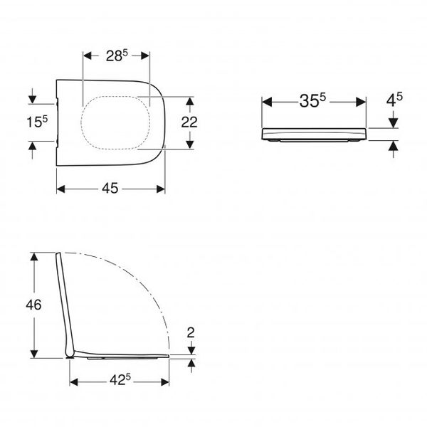 Унитаз подвесной Rimfree (безободковий) Geberit Smyle Square с сиденьем Soft Close (500.208.01.1+500.687.01.1) 500.687.01.1 фото