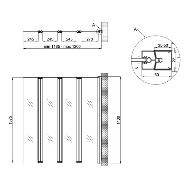 Штора на ванну Qtap Gemini WHI401214RP6 стекло Pear 6 мм, 120x140 см GEMWHI401214RP6 фото