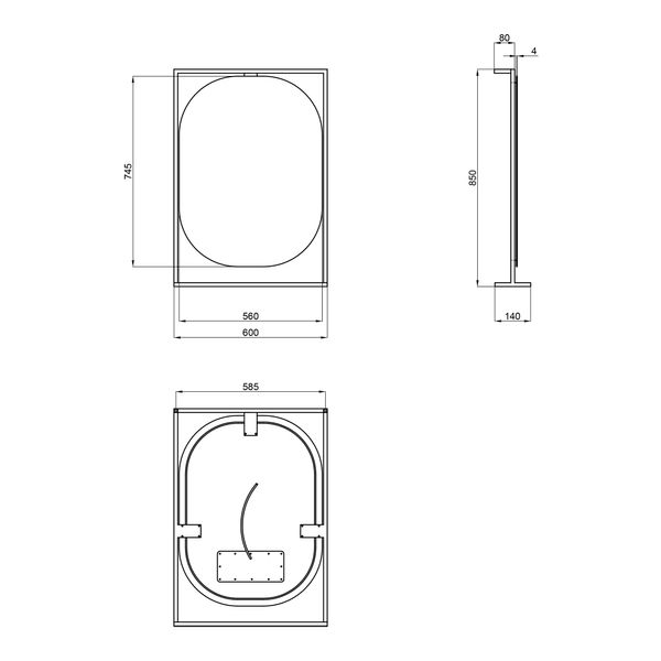 Дзеркало Qtap Taurus 600х850х1400 Black/Whitish oak з LED-підсвічуванням QT2478ZP600BWO QT2478ZP600BWO фото