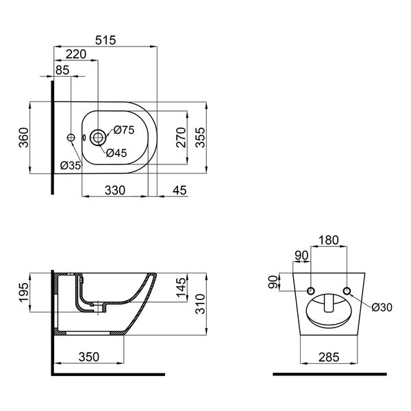 Биде подвесное Qtap Jay 520х360х320 White QT07555376W QT07555376W фото