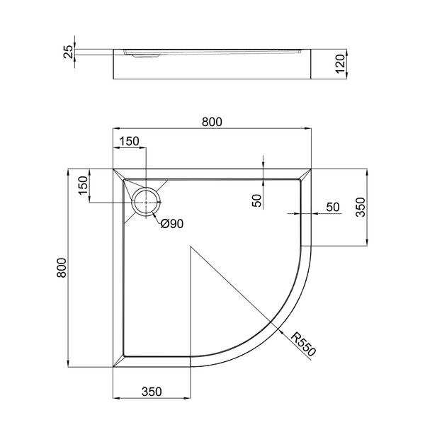 Душевой поддон Qtap Robin 308812C 80x80x12 см + сифон ROBIN308812C фото