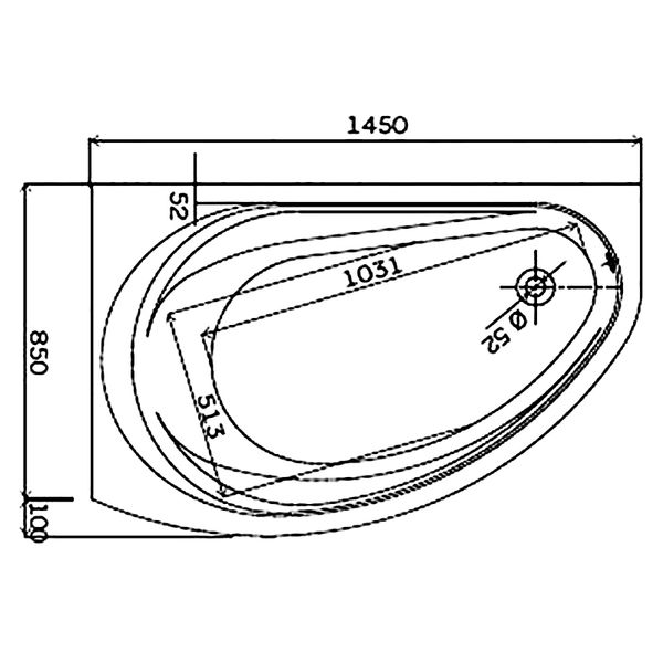 Ванна акрил. KOLO SUPERO 145x85, отвір зливу справа + ніжки SN14 5534000 фото