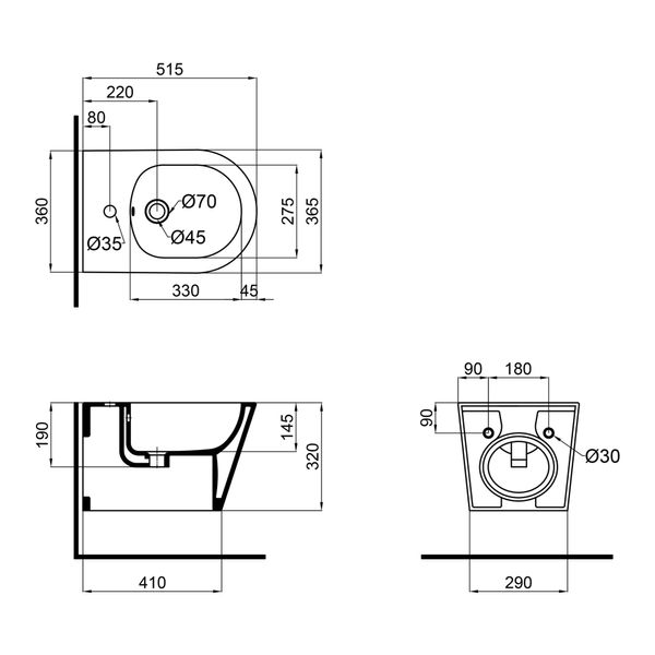 Биде подвесное Qtap Swan 520х360х320 White QT16555378W QT16555378W фото