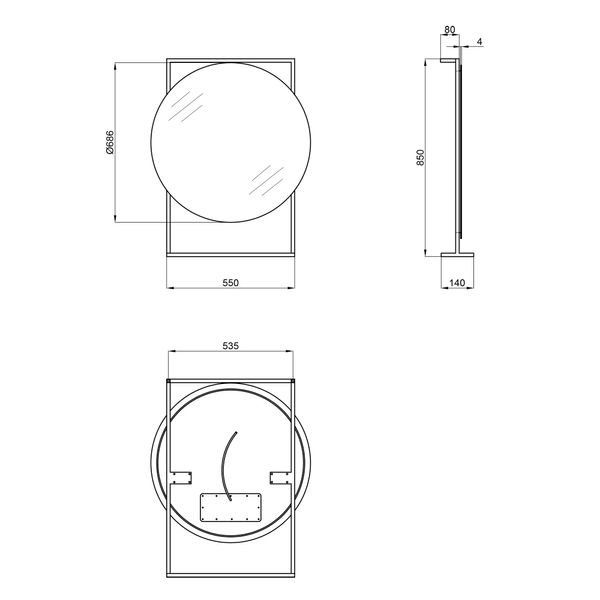 Дзеркало Qtap Taurus 700х850х140 Black/Whitish oak з LED-підсвічуванням QT2478ZP700BWO QT2478ZP700BWO фото