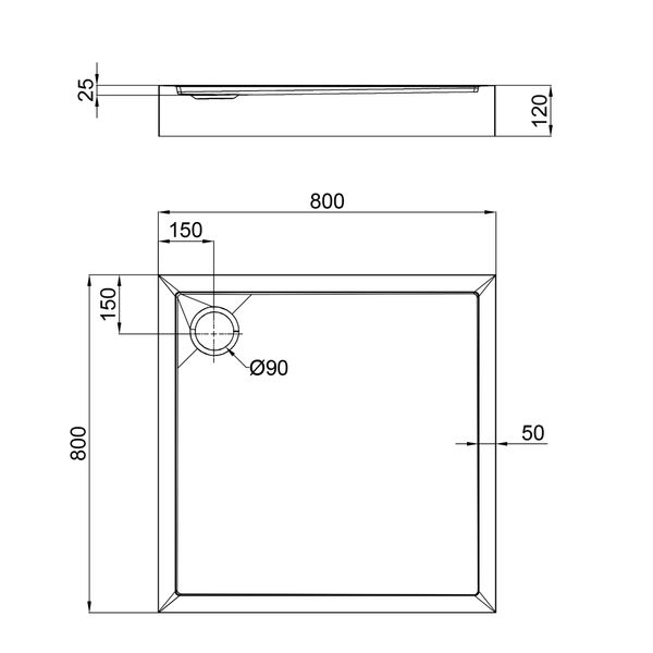 Душовий піддон Qtap Tern 308812C 80x80x12 см + сифон TERN308812C фото