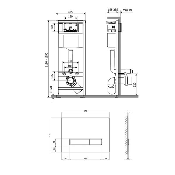 Набор инсталляция 4 в 1 Qtap Nest ST с линейной панелью смыва QT0133M425V1107GB QT0133M425V1107GB фото