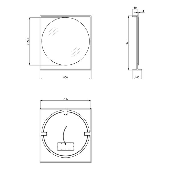 Дзеркало Qtap Taurus 800х850х140 Black/Whitish oak з LED-підсвічуванням QT2478ZP800BWO QT2478ZP800BWO фото