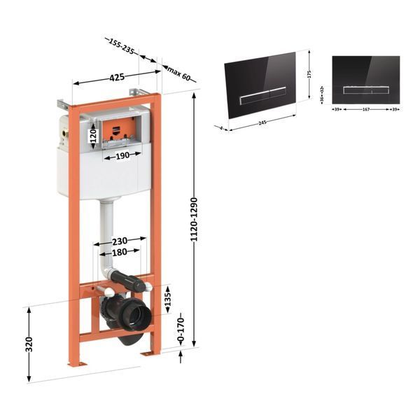 Набор инсталляция 4 в 1 Qtap Nest ST с линейной панелью смыва QT0133M425V1107GB SD00040860 фото