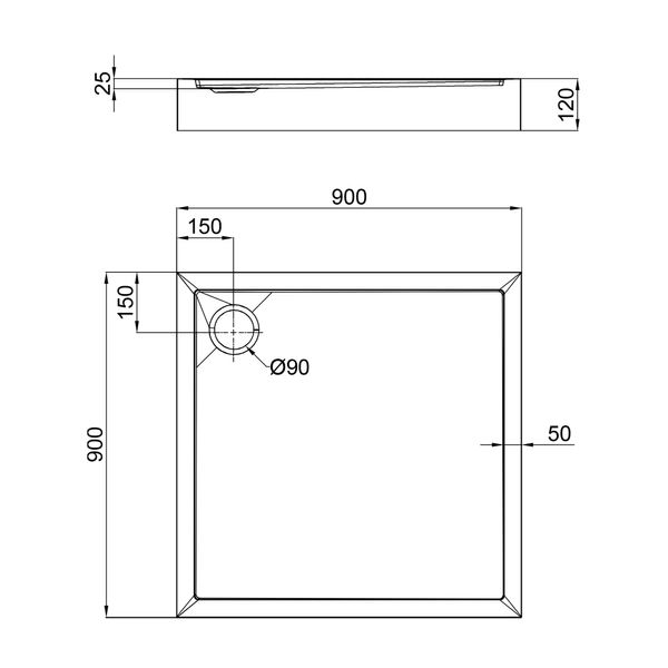 Душевой поддон Qtap Tern 309912C 90x90x12 см + сифон TERN309912C фото