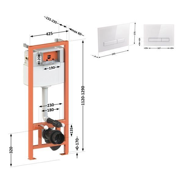 Набір інсталяція 4 в 1 Qtap Nest ST з лінійною панеллю змиву QT0133M425V1105GW SD00040861 фото