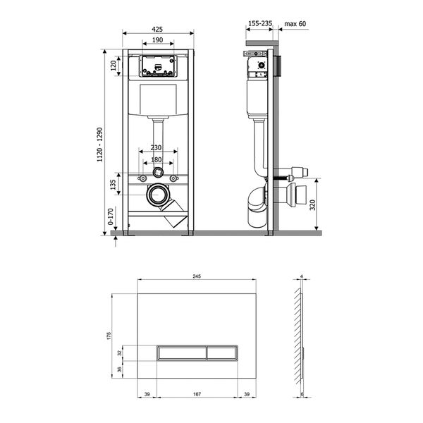 Набор инсталляция 4 в 1 Qtap Nest ST с линейной панелью смыва QT0133M425V1105GW QT0133M425V1105GW фото