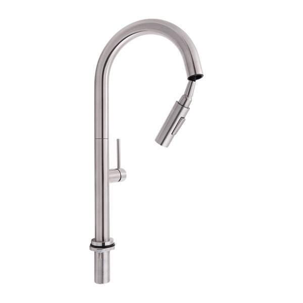 Смеситель для кухни Qtap Lenicka с выдвижным изливом QTLEN9138103UN Brushed Nickel PVD SD00042264 фото