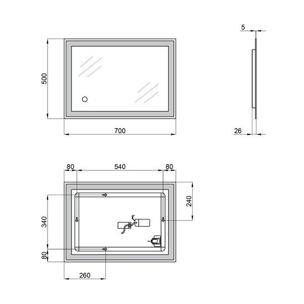 Дзеркало Qtap Stork 500х700 з LED-підсвічуванням, Reverse QT15781403W QT15781403W фото