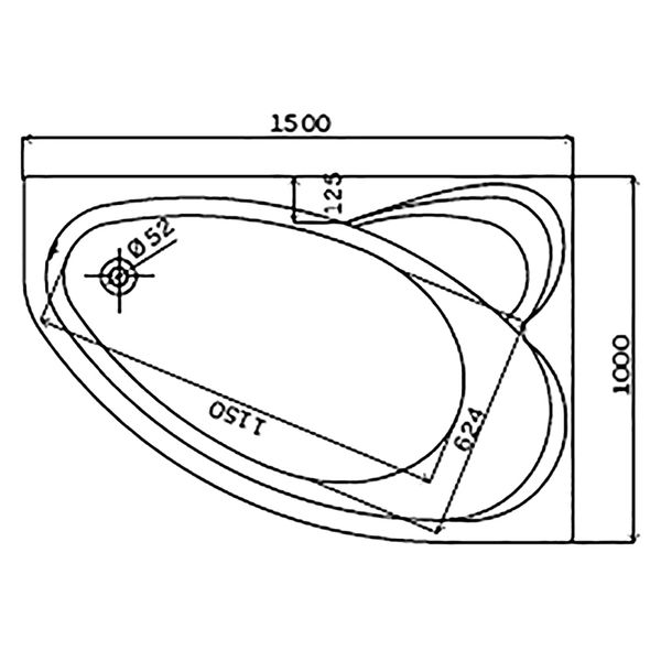 Ванна акрил. KOLO SUPERO 150x100, отвір зливу зліва + ніжки SN14 5536000 фото