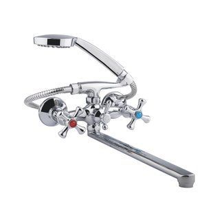 Змішувач для ванни Lidz Lamb 143, Chrome двовентильний з довгим поворотним виливом та душовим гарнітуром SD00028240 фото