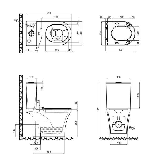 Унітаз-компакт Qtap Presto безобідковий з сідінням Soft-close QT24221217AW SD00045982 фото