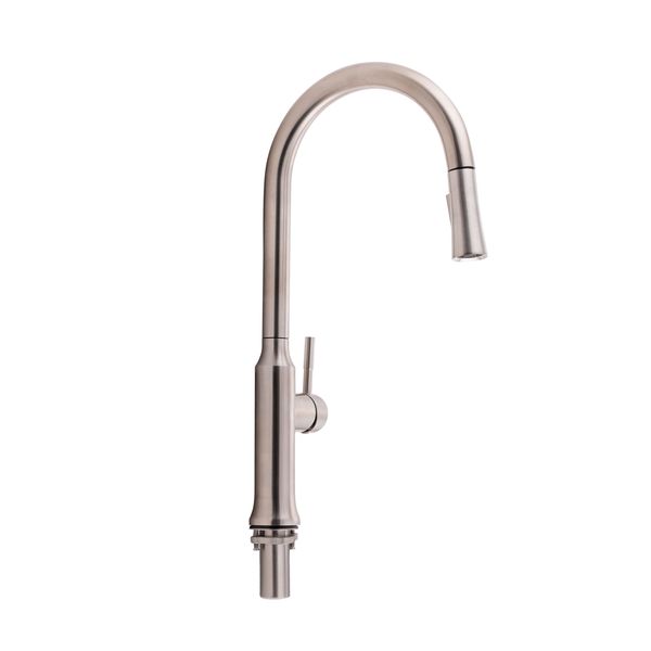 Змішувач для кухні Qtap Baruska з висувним виливом QTBAR9137103UN Brushed Nickel PVD SD00042270 фото