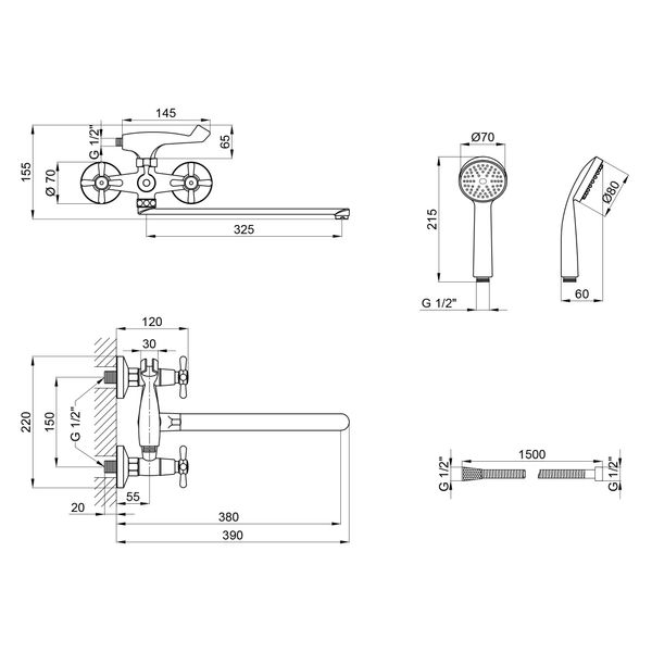 Смеситель для ванны Lidz (CRM) Dominox 15 140 LIDZCRM15140 фото