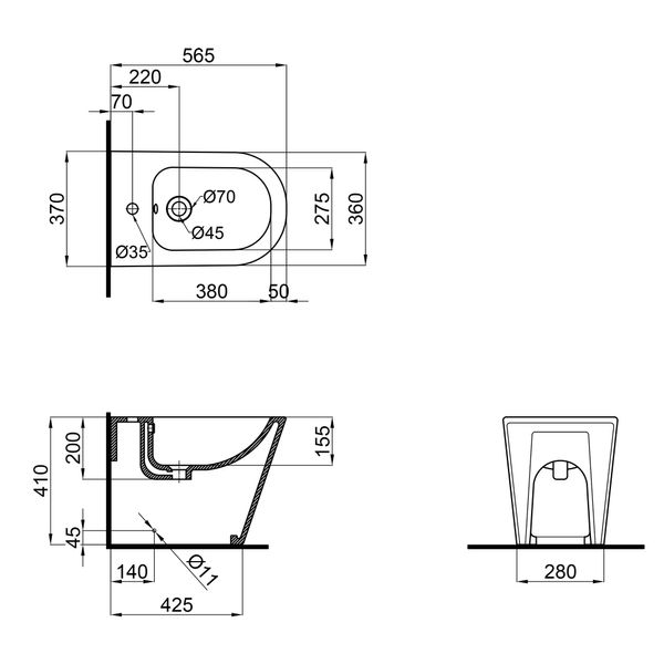 Биде напольное Qtap Stork 560х360х410 White QT15443378W QT15443378W фото