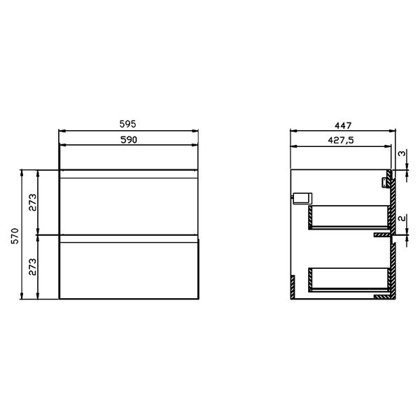 Шафка Cersanit MODUO 60 см під раковину MODUO/CREA/COMO/COLOUR/CITY/INVERTO 60 см сіра (к сету В13) S929-009 фото