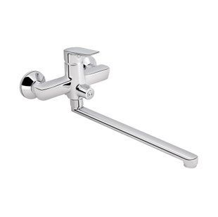 Змішувач для ванни Qtap Leo New, Chrome (k35) з довгим поворотним виливом та душовим гарнітуром SD00051686 фото