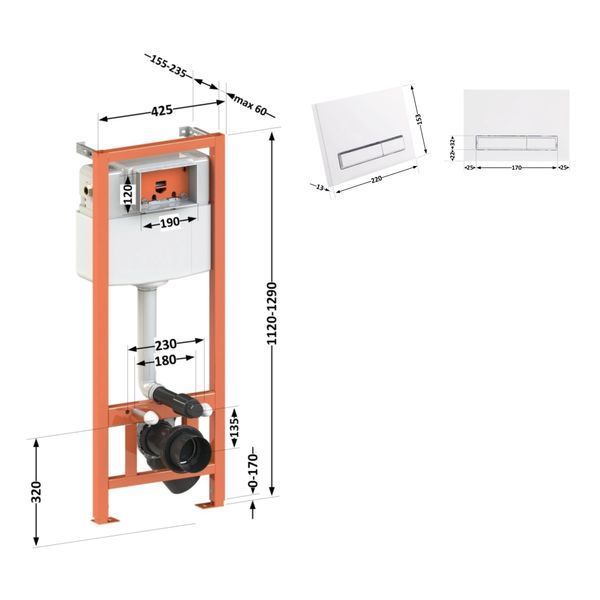 Комплект: Qtap Nest ST Инсталляция для унитаза 4 в 1 (клавиша смыва 150x220x13 мм, линейная) SD00040870 фото