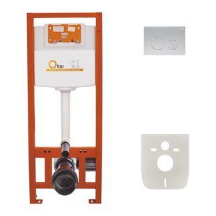 Комплект: Qtap Nest ST Инсталляция для унитаза 4 в 1 (Клавиша смыва 150x220x13 мм, Satin, круглая) SD00040871 фото