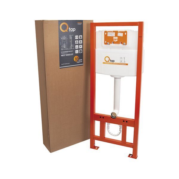Комплект: Qtap Nest ST Инсталляция для унитаза 4 в 1 (Клавиша смыва 150x220x13 мм, Satin, круглая) SD00040871 фото