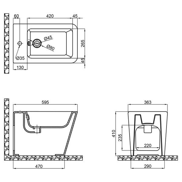 Биде напольное Qtap Tern 560х360х400 White QT1744003CW QT1744003CW фото