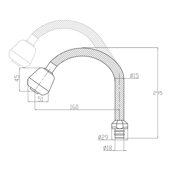 Излив для кухни Lidz (CRM) 54 01 260 00 LIDZCRM5401260 фото