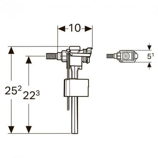 Впускний клапан Geberit TYPE 333 підведення води збоку 3/8" та 1/2" (136.724.00.3) 136.724.00.3 фото