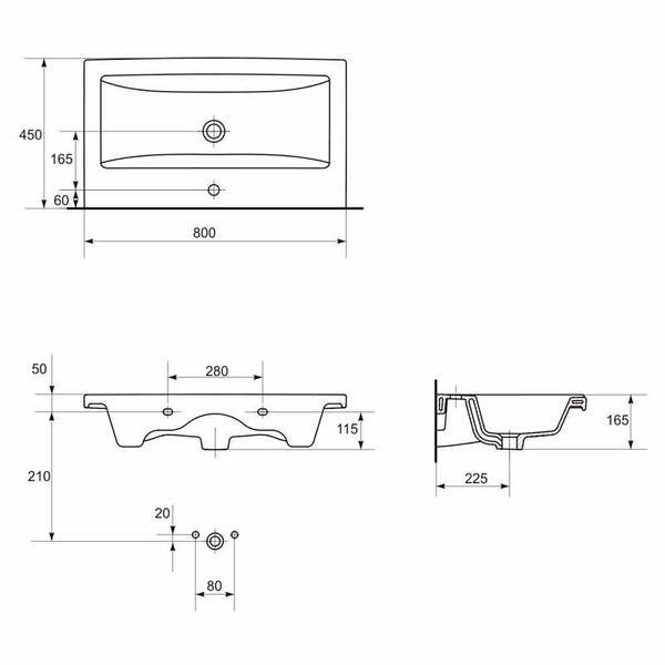 Раковина Cersanit COMO 80см меблева K32-004-BOX/K32-013 фото