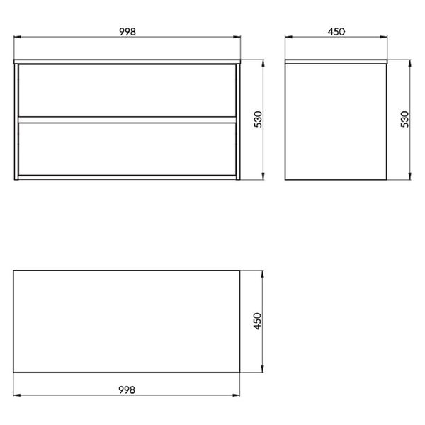 Шафка Cersanit CREA 100 см для раковини CREA/INVTRTO/MODUO/CASPIA+столешня сіра матова S924-020 фото