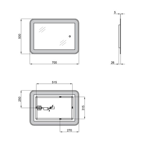 Дзеркало Qtap Swan 500х700 з LED-підсвічуванням, Reverse QT167814145070W QT167814145070W фото