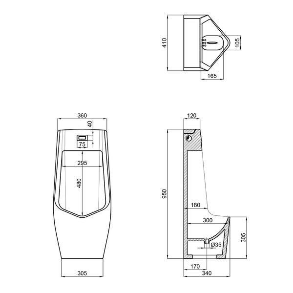 Писсуар напольный Qtap Scorpio с ИК-датчиком автоматического смыва AC 420х350х960 White QT1488U960A01ACW QT1488U960A01ACW фото