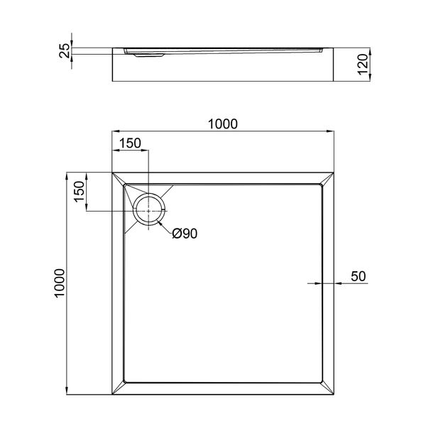 Душевой поддон Qtap Tern 301112 100x100x12 см + сифон TERN301112 фото