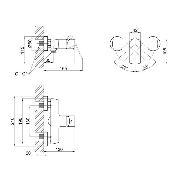 Змішувач для душу Qtap Lipno 4023101G QTLIPNO4023101G фото