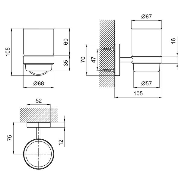 Склянка з тримачем Lidz Oreo 0401 настінний (матове скло) LDORE0401CRM22163 Chrome SD00028260 фото